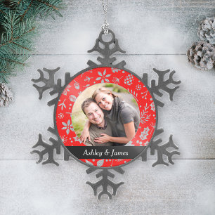 Holiday Photo Ornament   Red Personalised Design
