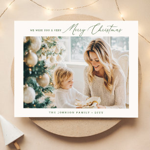 Holiday Photo Post Card   Green Modern Christmas