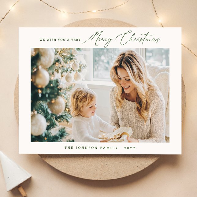 Holiday Photo Post Card | Green Modern Christmas (Creator Uploaded)