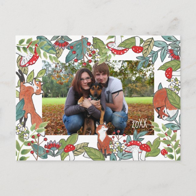 Holiday Photo Postcard Fox Woodland Design (Front)