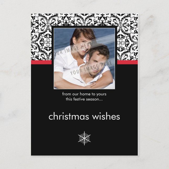 HOLIDAY PHOTO POSTCARD :: simply damask 1P (Front)