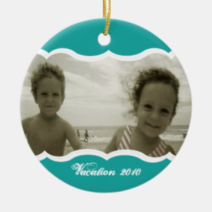 Holiday Photo/ Teal Ceramic Tree Decoration