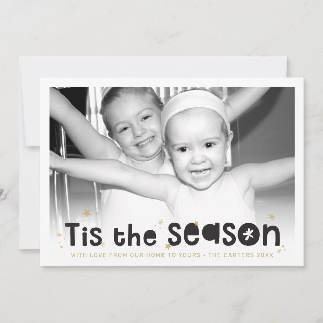 HOLIDAY PHOTO tis the season quote black gold (Front)