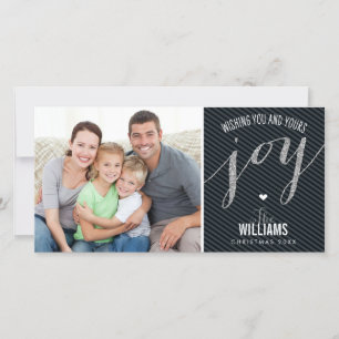 HOLIDAY PHOTOCARD striped glitter type joy black Card