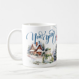Holiday Photos on New Year's Coffee Mug Blue style