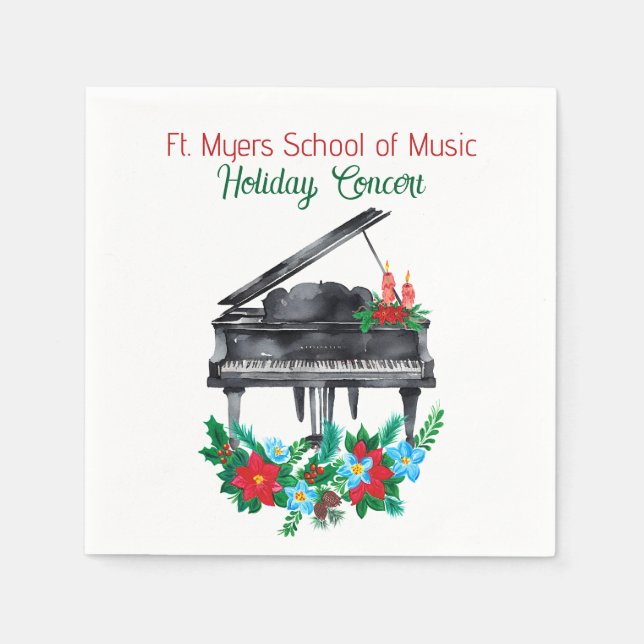 Holiday Piano Concert Recital Napkin (Front)
