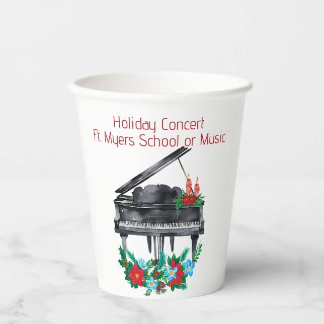Holiday Piano Concert Recital Paper Cups (Front)
