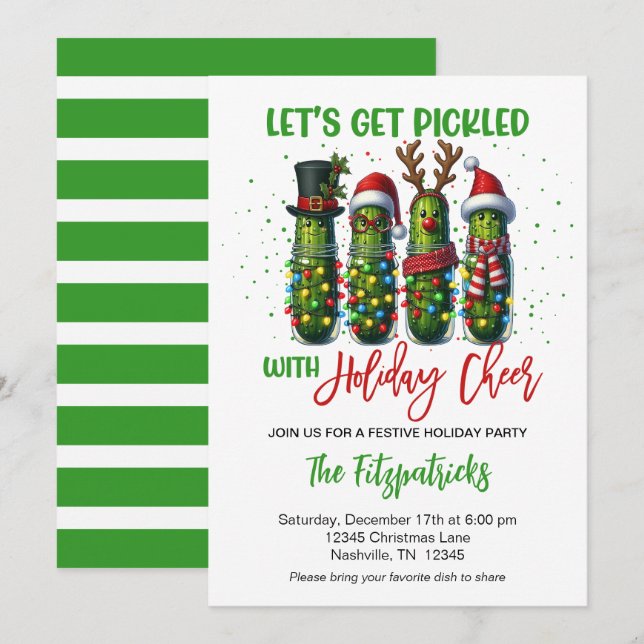 Holiday Pickle Christmas Dinner Party  Invitation (Front/Back)