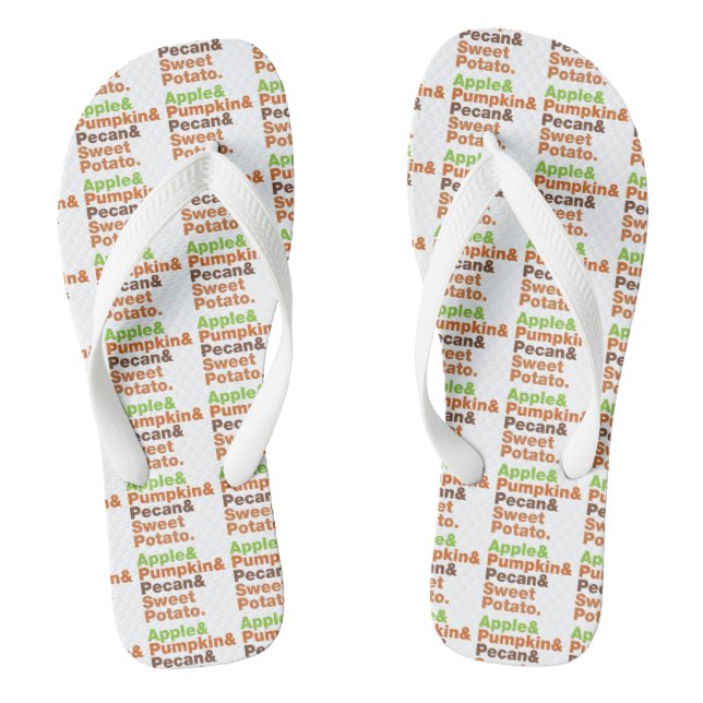 Holiday Pies ~ Festive Xmas Thanksgiving Christmas Flip Flops (Footbed)
