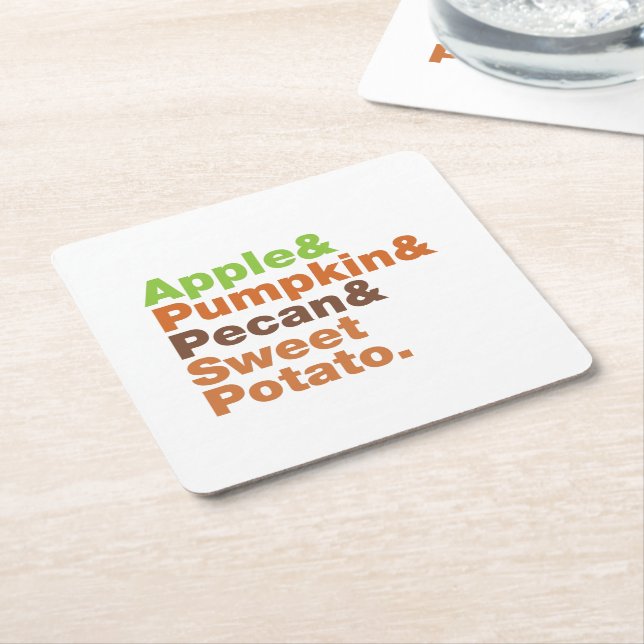 Holiday Pies ~ Festive Xmas Thanksgiving Christmas Square Paper Coaster (Angled)