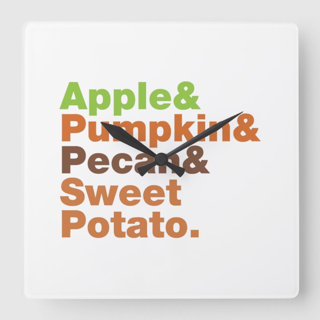 Holiday Pies ~ Festive Xmas Thanksgiving Christmas Square Wall Clock (Front)