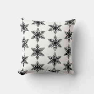 Holiday Pillow-Black & White Snowflake Cushion
