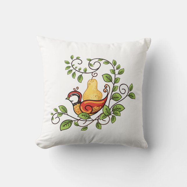 Holiday Pillow-Partridge Cushion (Front)