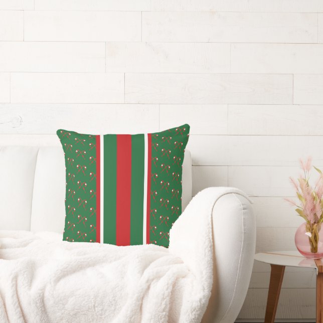 Holiday Pillow, Red White Green Cushion (Couch)