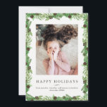 Holiday Pine and Chalkboard | Christmas Photo<br><div class="desc">This lovely Christmas card features green watercolor pine branches with brown pinecones and a trendy black chalkboard look on the back. Add your favourite personal photo. Art via LABFcreations.</div>