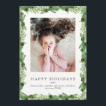 Holiday Pine and Chalkboard | Christmas Photo<br><div class="desc">This lovely Christmas card features green watercolor pine branches with brown pinecones and a trendy black chalkboard look on the back. Add your favourite personal photo. Art via LABFcreations.</div>