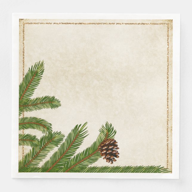 Holiday Pine Boughs Comfort and Joy Paper Napkin (Front)