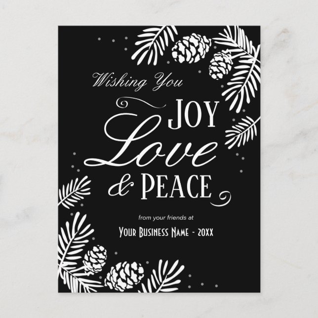 Holiday Pine Cone Branches Business Greeting Card (Front)