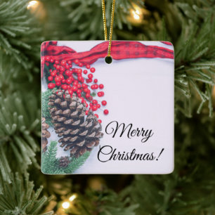 Holiday Pine Cone Collection Ceramic Ornament