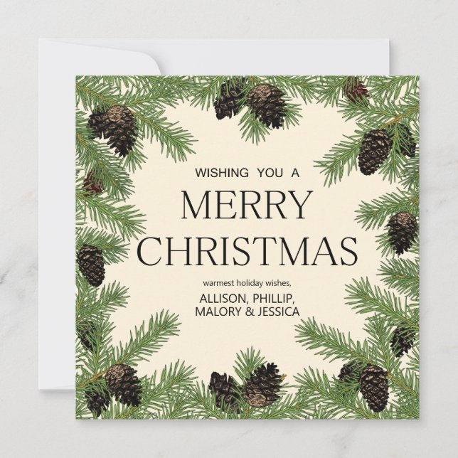 Holiday Pine Cone Garland Frame Card (Front)