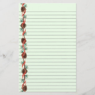 Holiday Pine Cone Lined Stationery