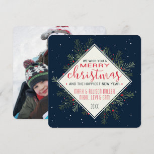 Holiday Pine & Midnight Snow Photo Card