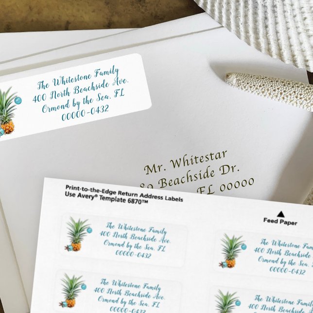 Holiday Pineapple Four Lines Return Address Label (Creator Uploaded)
