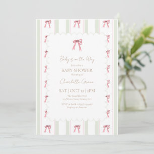Holiday Pink Bow Baby Shower Invitation