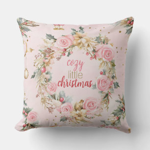 Holiday Pink Merry Christmas Beaux Wreath Custom Cushion