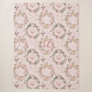 Holiday Pink Merry Nutcracker Beaux Custom Minky Sherpa Blanket