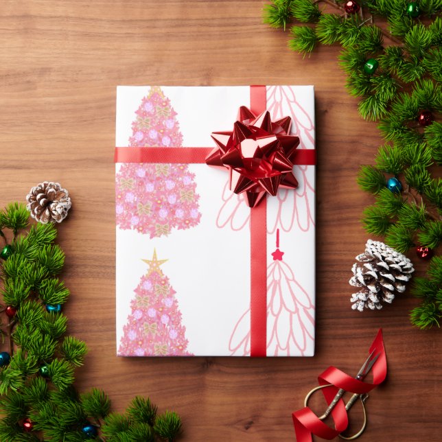 Holiday Pink Tree Wrapping Paper (Holiday Gift)