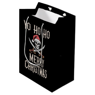 Holiday Pirate Yo Ho Ho Christmas Santa Boating Medium Gift Bag