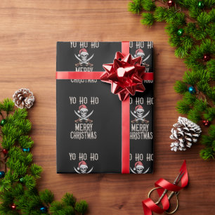 Holiday Pirate Yo Ho Ho Christmas Santa Boating Wrapping Paper