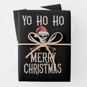Holiday Pirate Yo Ho Ho Christmas Santa Boating Wrapping Paper Sheet