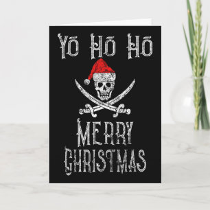 Holiday Pirate Yo Ho Ho Merry Christmas Santa Hat Card