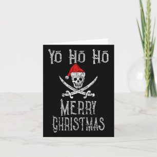 Holiday Pirate Yo Ho Ho Merry Christmas Santa Hat  Card