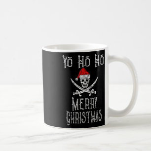Holiday Pirate Yo Ho Ho Merry Christmas Santa Hat Coffee Mug