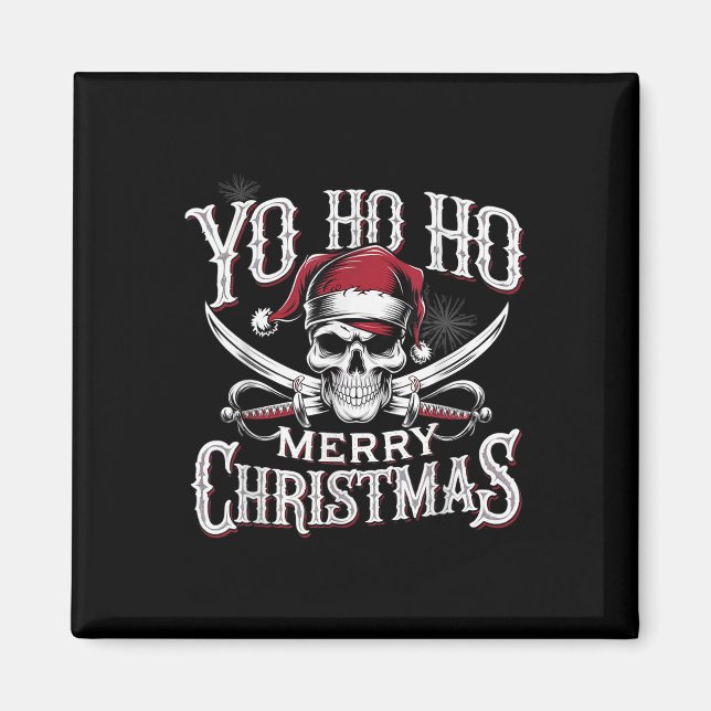 Holiday Pirate Yo Ho Ho Merry Christmas Santa Hat  Magnet (Front)