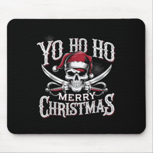 Holiday Pirate Yo Ho Ho Merry Christmas Santa Hat Mouse Mat