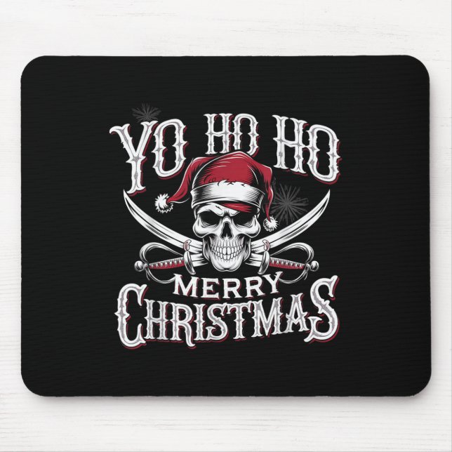 Holiday Pirate Yo Ho Ho Merry Christmas Santa Hat  Mouse Mat (Front)