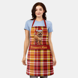 Holiday Plaid Australian Terrier Dog Christmas Apron