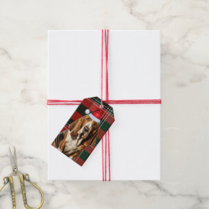 Holiday Plaid Basset Hound Dog Lover Christmas Gift Tags