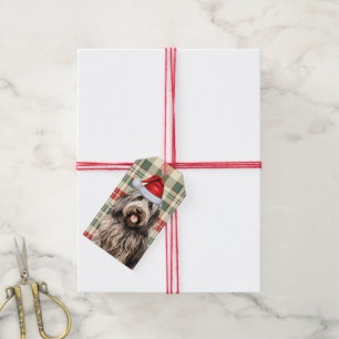 Holiday Plaid Bergamasco Dog Lover Christmas Gift Tags