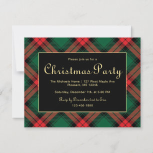 Holiday Plaid Border Christmas Party Invitation