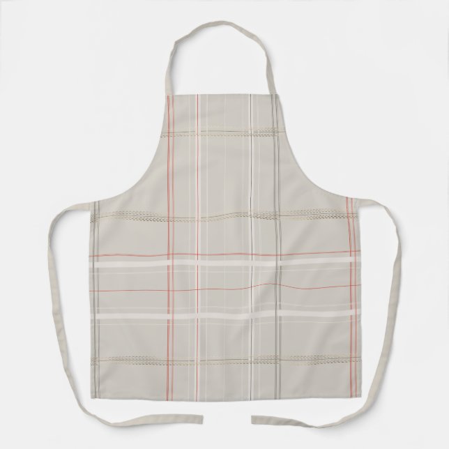 Holiday Plaid Cosy Cabin Beige Gold Traditional Apron (Front)