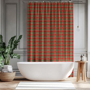 Holiday Plaid Curtain Classic Gift for Bathroom