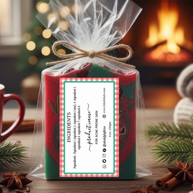 Holiday Plaid Homemade Soap Label Rectangle (Creator Uploaded)