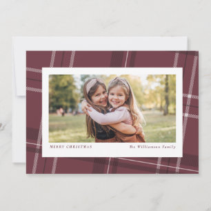 Holiday plaid horizontal Christmas photo card
