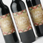 Holiday Plaid Merry Christmas on Gold Wine Label<br><div class="desc">Merry Christmas in chic white lettering on a splash of faux gold foil,  these wine bottle labels feature a background of modern gold squiggles over a red,  green and white plaid pattern. Personalised with your name. MATCHING paper plates,  napkins and MORE designs in our store.</div>