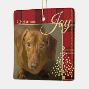 Holiday Plaid Multi Photo Ceramic Ornament